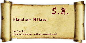 Stecher Miksa névjegykártya
